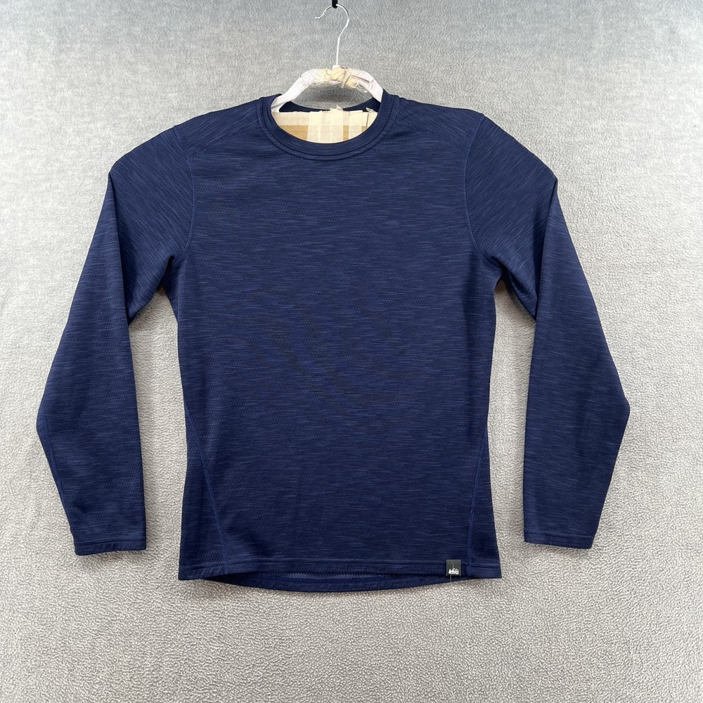 Rei Men's Size S blue long sleeve pullover athletic stretch T Shirt